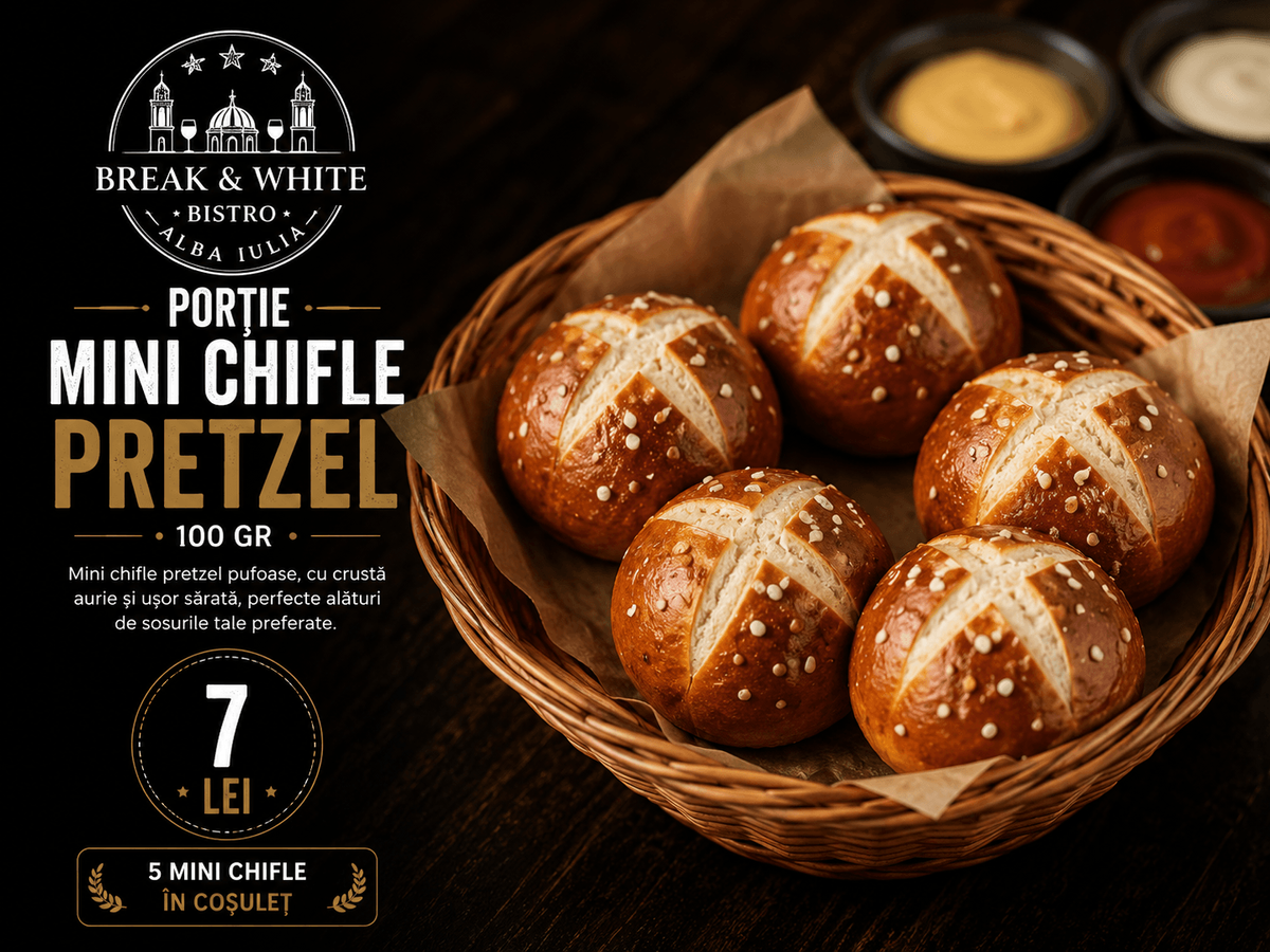 Porție Mini Chiflă Pretzel cu Miez Moale si Crustă Crocantă