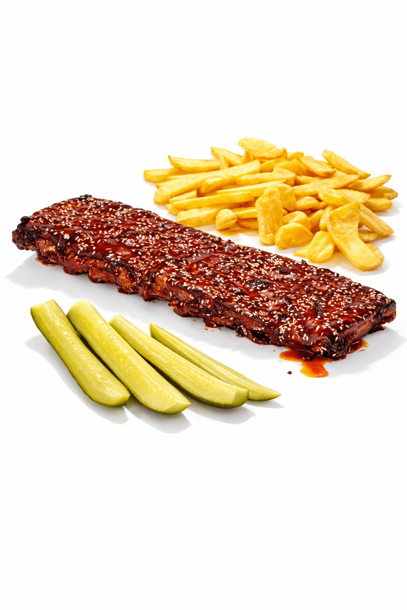 Costita de Porc cu Sos Asiatic și Cartofi Wadges 500g/150g