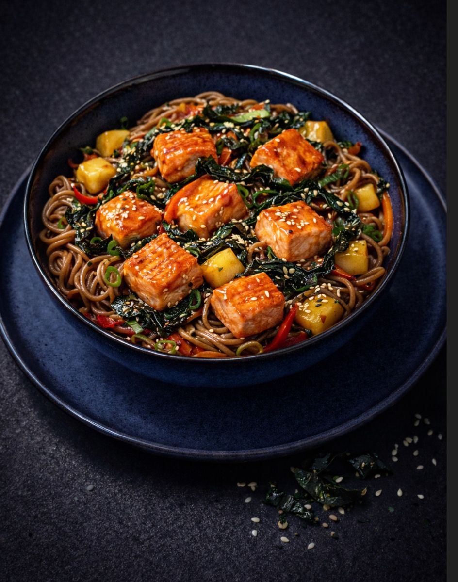 Teriyaki Salmon with Soba Seaweed