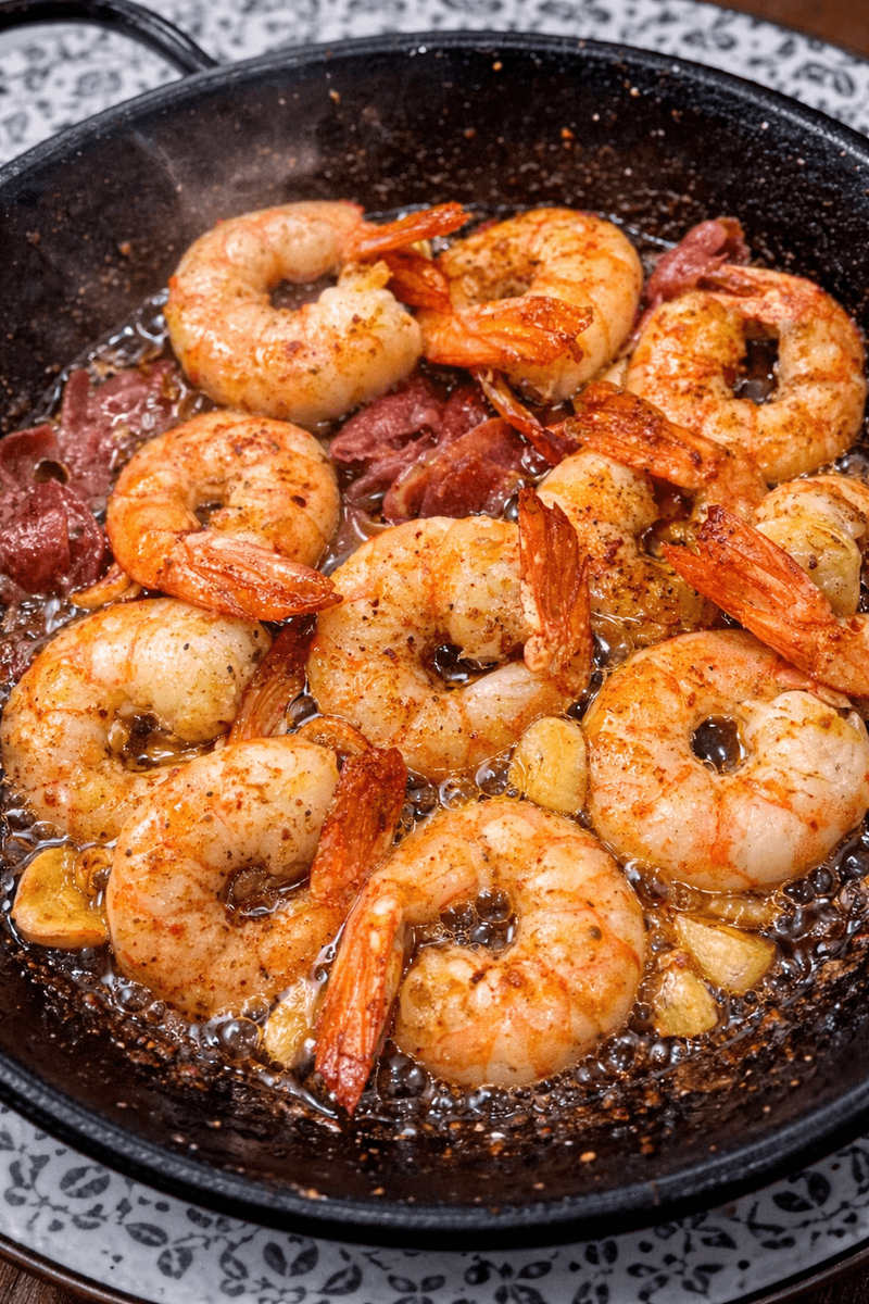 Creveţi în Sos de Usturoi(Ajillo de gambas)