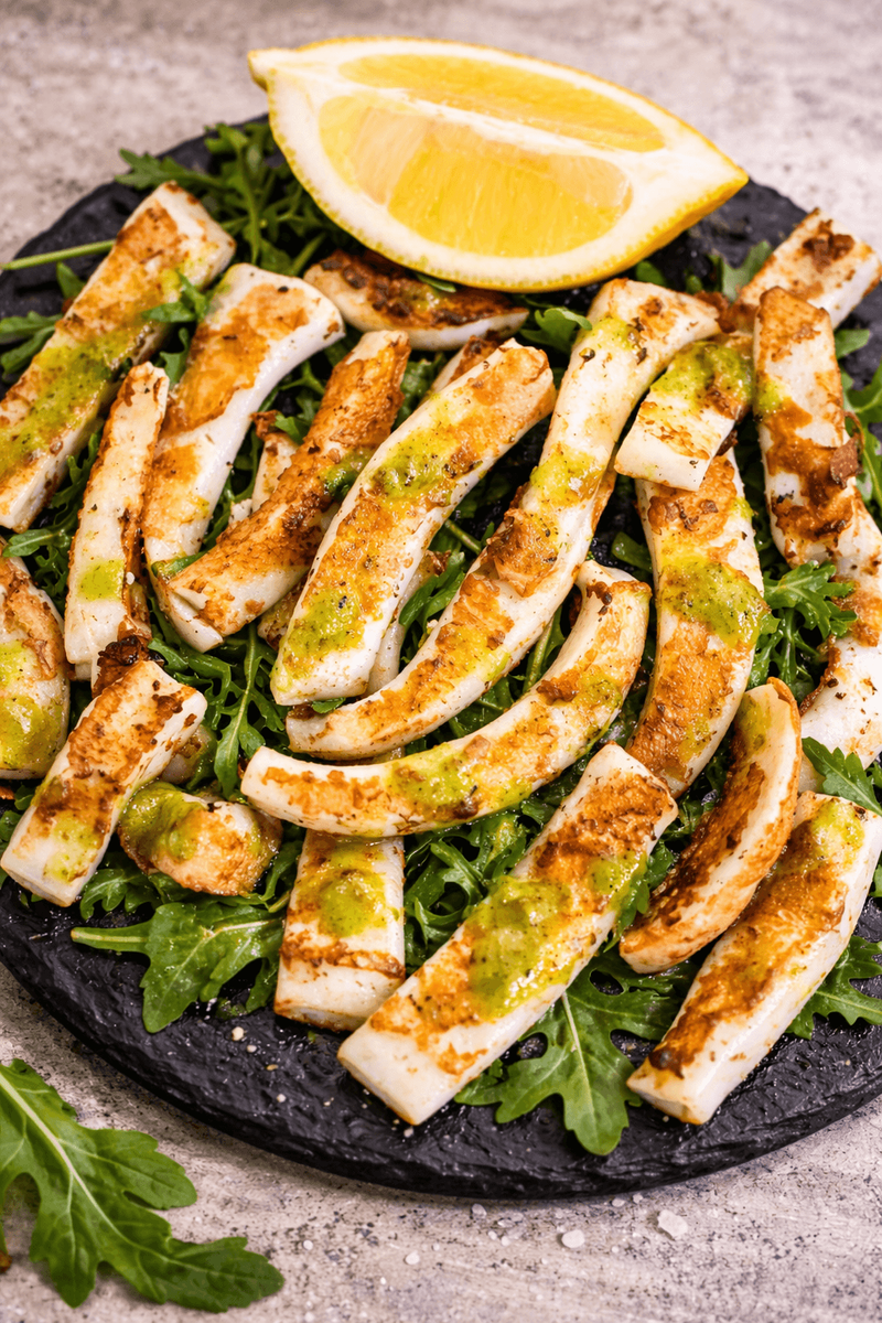 Lamele de Calamar la plită 