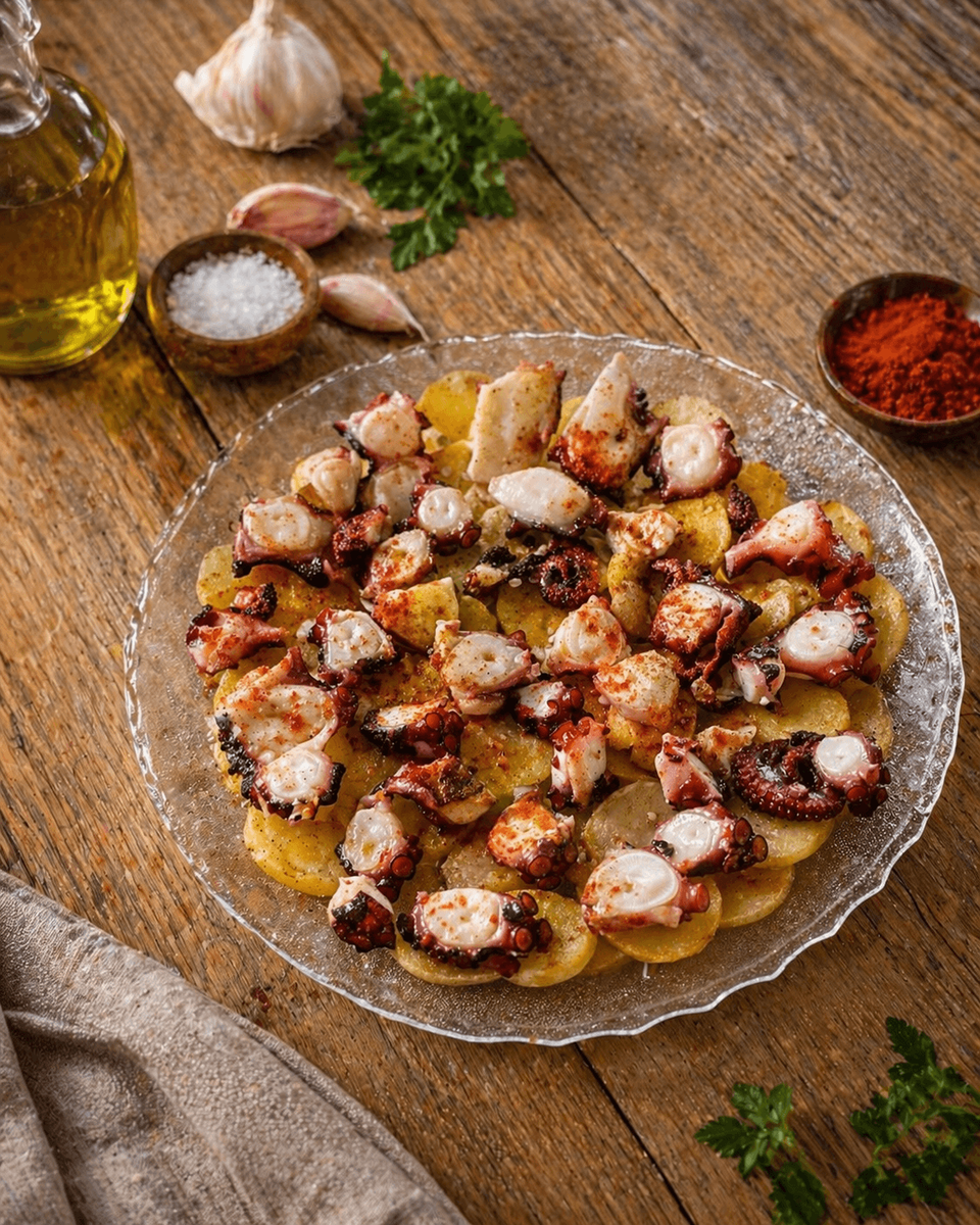 Pulpo a la Gallega ( Caracatiţă pe Pat de Cartofi)