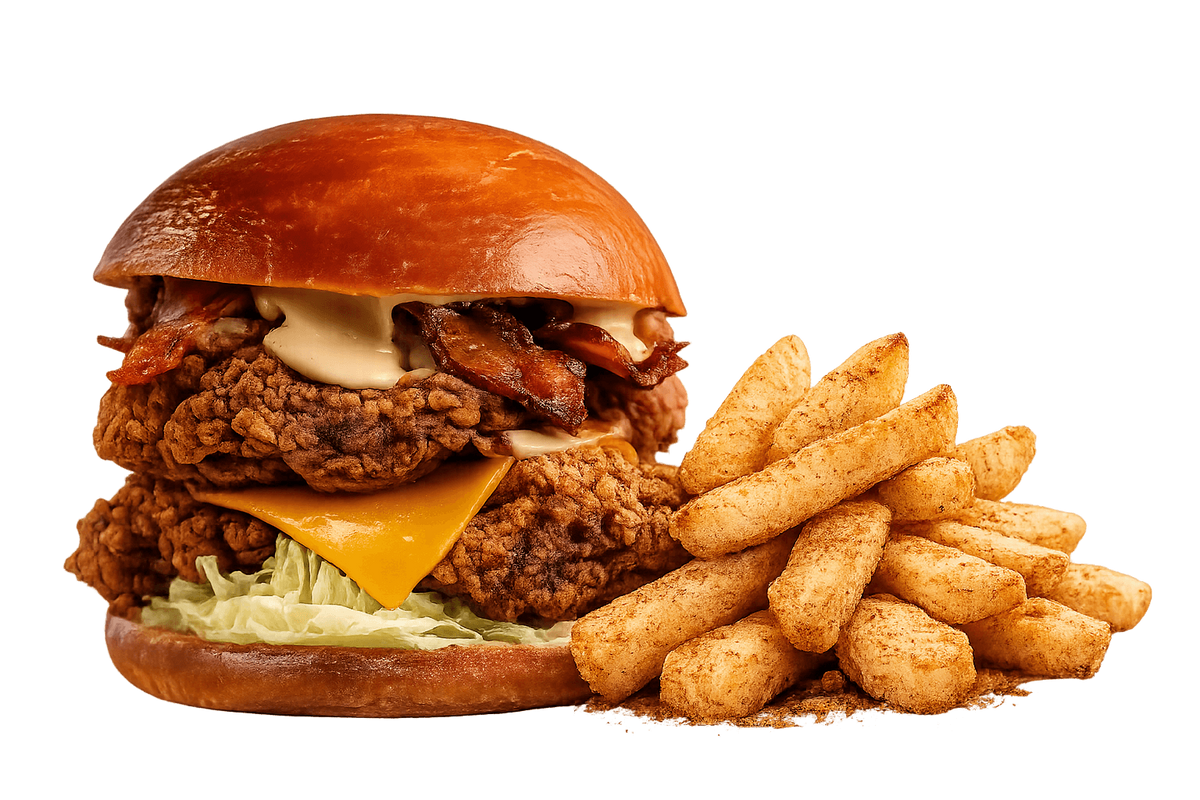 Cheese Chicken Burger+Golden french fries