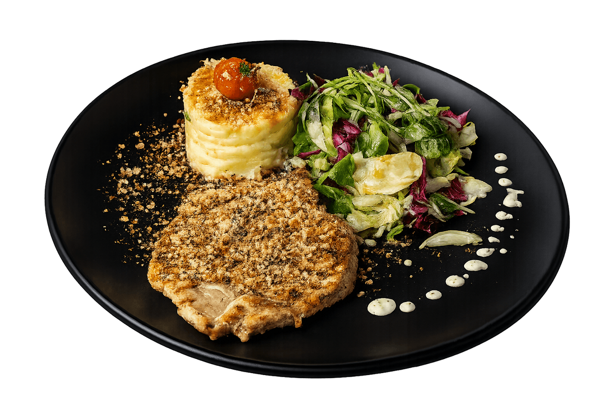 Grilled Chicken Breast with Herb Crumblev