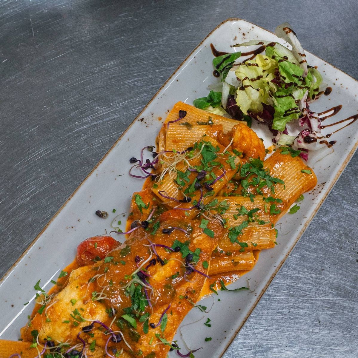 Paccheri con Orata e Gamberi