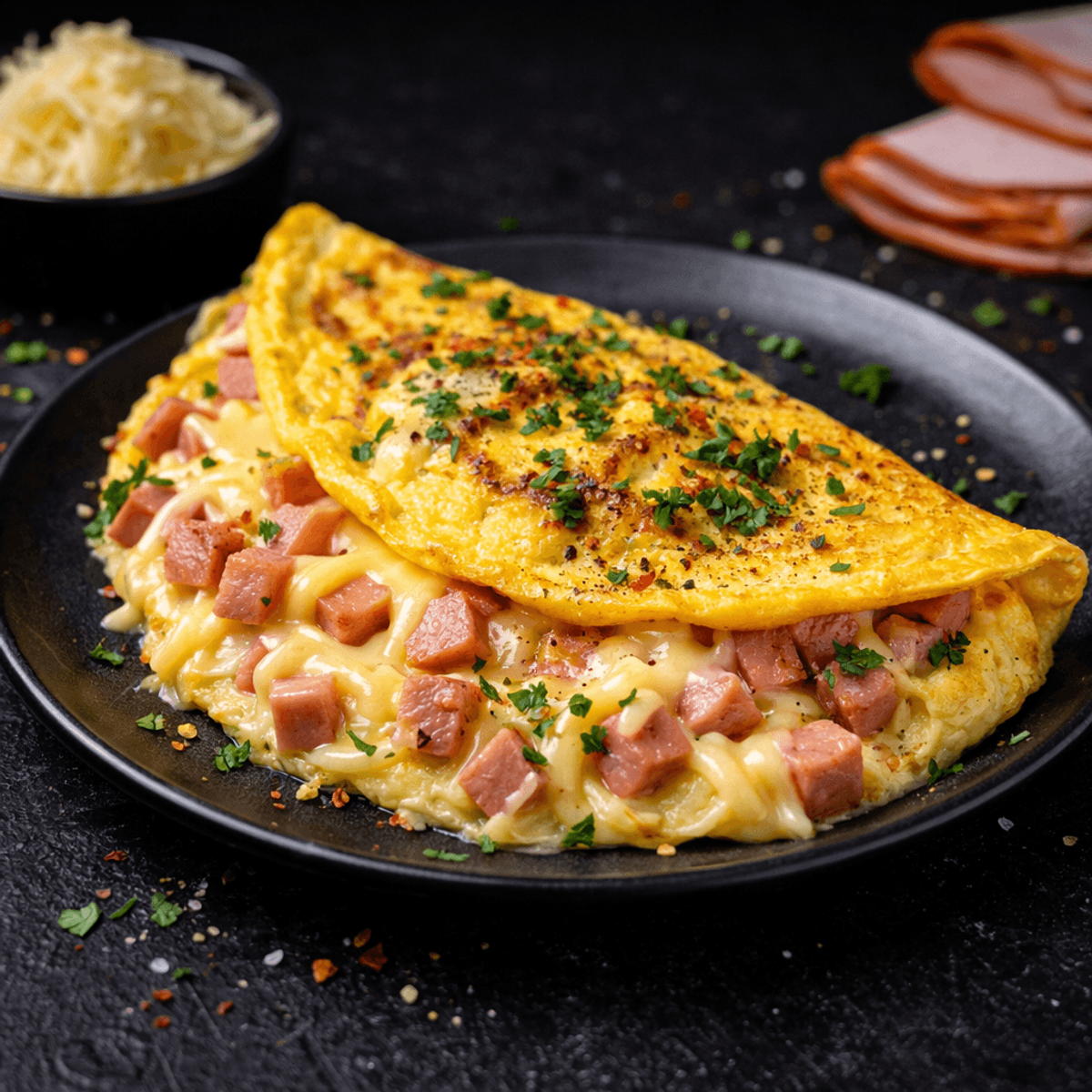 Omletă cu Șuncă și Cașcaval 