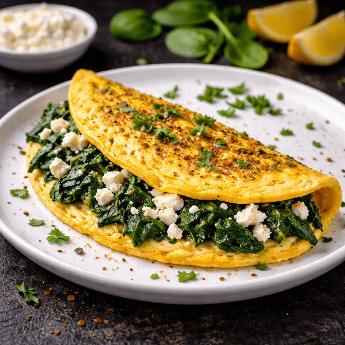 Omletă cu Spanac și Brânză Feta 