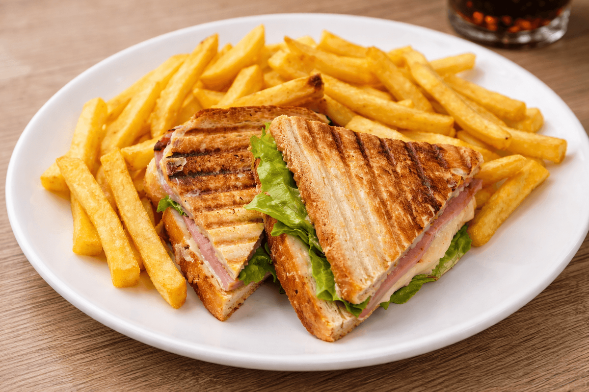 Sandwich Toast cu Cartofi Prăjiți și Maioneză 