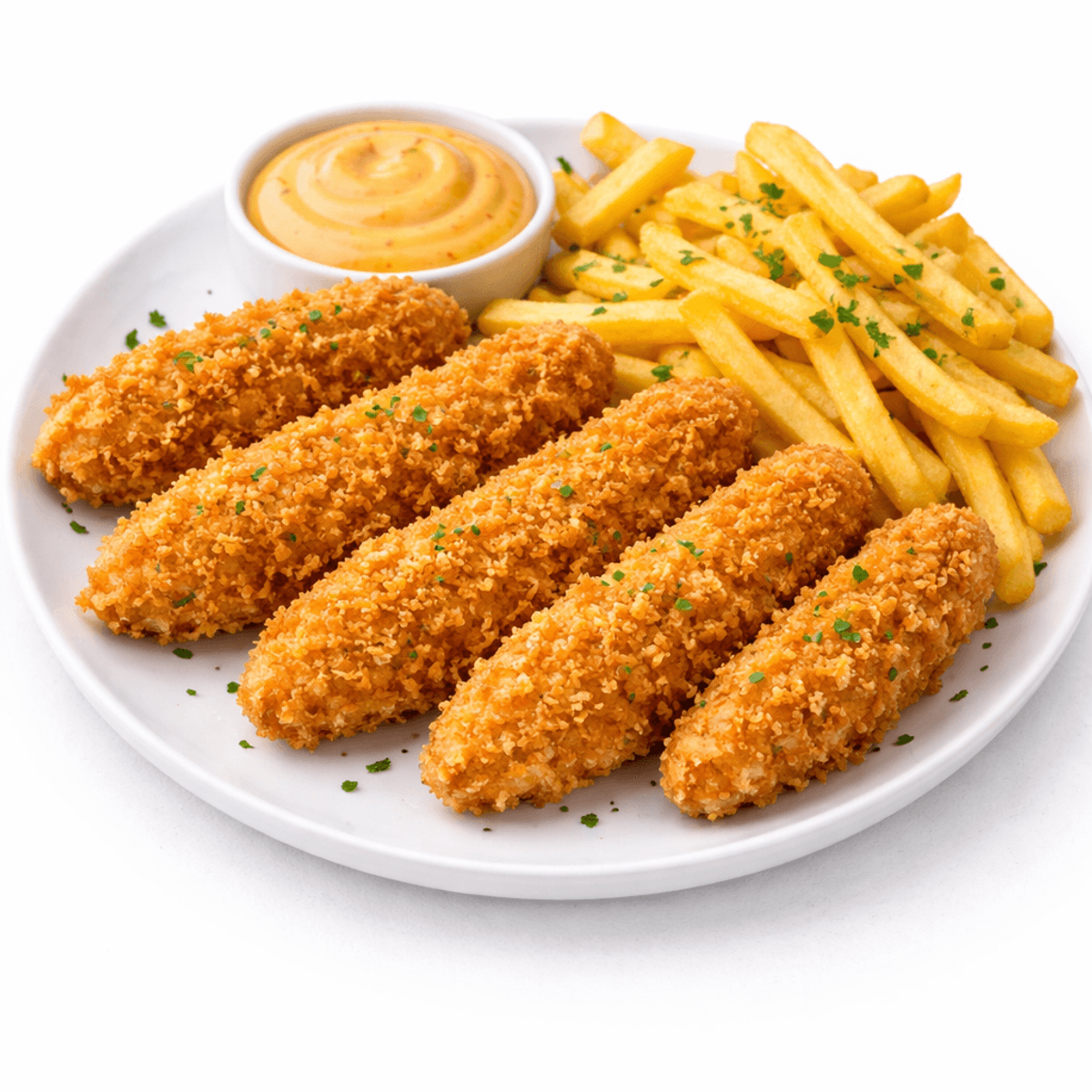 Crispy home made + cartofi prăjiți și sos