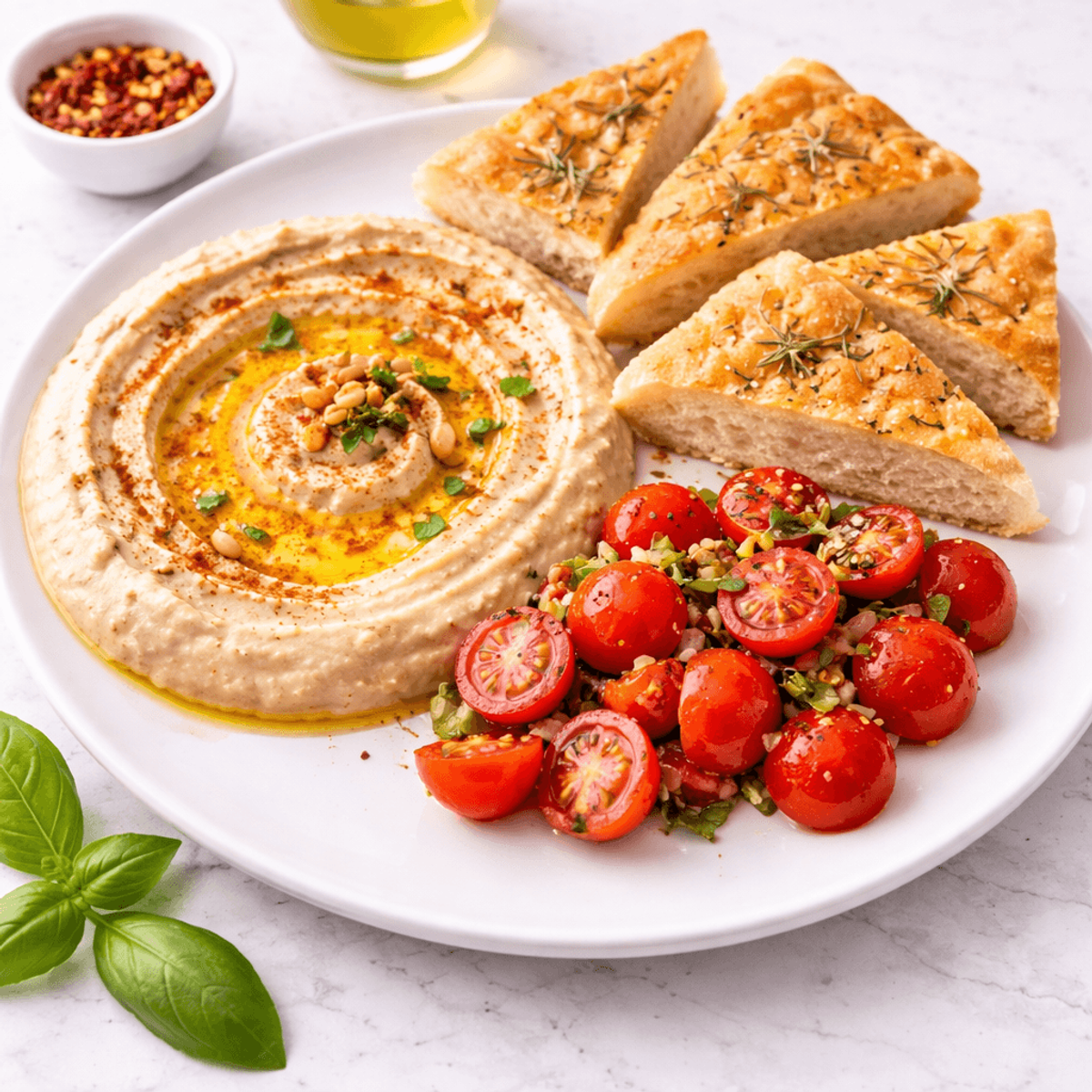 Hummus Pomodori e Foccaccia