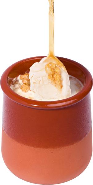 Înghețata in Vas Ceramic: Iaurt cu Cireșe Amarena Sau Nuci cu Miere (produs congelat) 