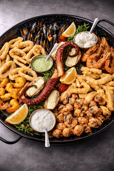 Dublu Mixt Fructe de Mare prăjit cu Caracatiță 