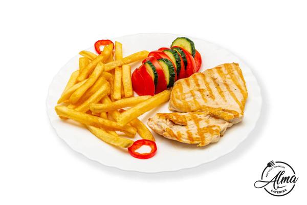 Piept de Pui la Gratar cu Cartofi Prajiti 