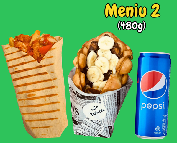 Meniu 2 - Crispy Shaorma + Vafa cu Nutella si Banane + Pepsi/ Mirinda
