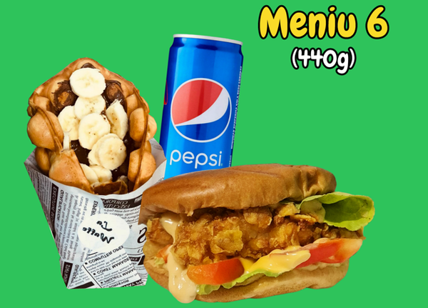 Meniu 6 - Burger Crispy + Vafa cu Nutella si Banane + Pepsi/ Mirinda