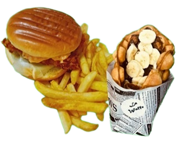  Crispy Sandwich Junior + Cartofi Pai + Vafa cu Nutella si Banane