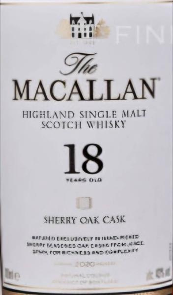 Macallan 18 Years Old - Sherry Oak Cask 43 % Alc