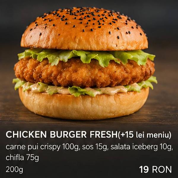 CHICKEN BURGER FRESH(+15 lei meniu)