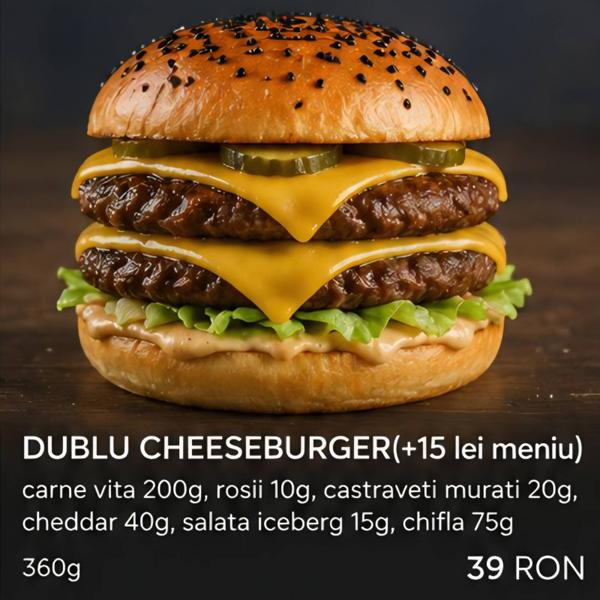 DUBLU CHEESEBURGER(+15 lei meniu)