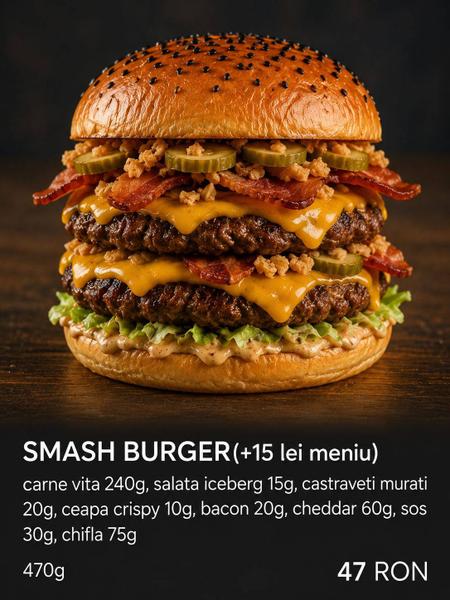SMASH BURGER(+15 lei meniu)
