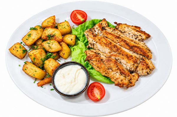 PIEPT DE PUI GRILL & CUPTOR CU CARTOFI AURII